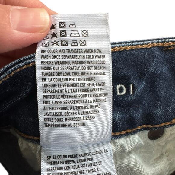 American Eagle Outfitters AE Denim Midi Jeans Shorts Stretch Raw Hem Dark Wash 4 - Picture 8 of 13